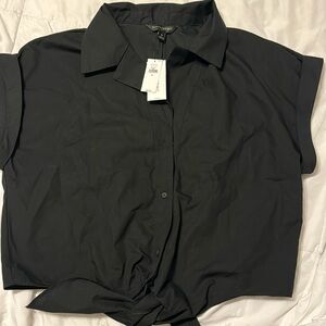 Black collared button down with tie